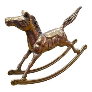 MCM Vintage Brass Gold Patina Rocking Horse